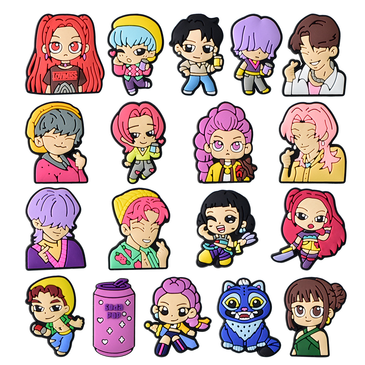 创意新款猎魔女团鞋花洞洞鞋diy配饰可拆卸卡通pvc软胶鞋配件鞋扣