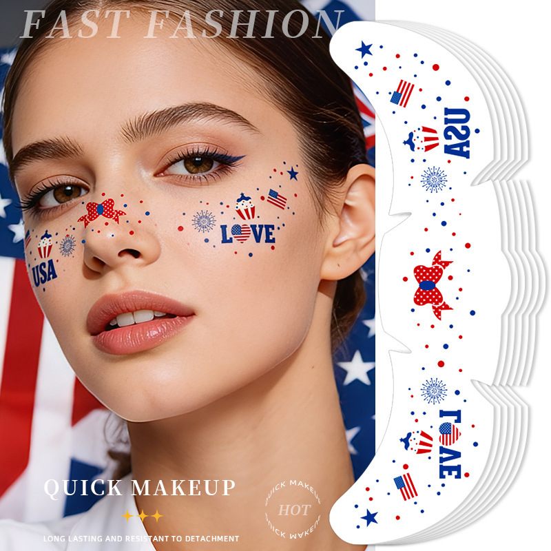 Cross-Border European and American Realistic Freckle Stickers Cartoon Tattoo Stickers Waterproof American Independence Day Makeup Temporary Face Stickers Tattoo Cross-Border European and American Realistic Freckle Stickers Cartoon Tattoo Stickers Waterproof American Independence Day Makeup Temporary Face Stickers Tattoo