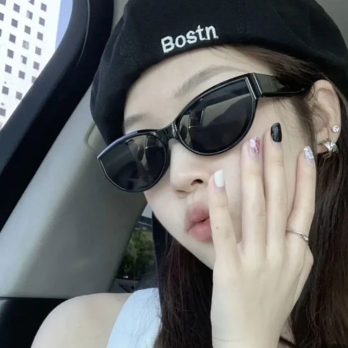 레트로 유럽과 미국 국경 작은 프레임 고양이 눈 선글라스 패션 성격 기질 오목한 모양의 사각형 얼굴 선글라스