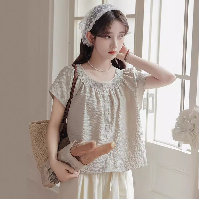 2025 New Summer Style French Gentle Style Loose and Sweet Lace Round Neck Design Sleeveless Commuter Top Women's Shirt