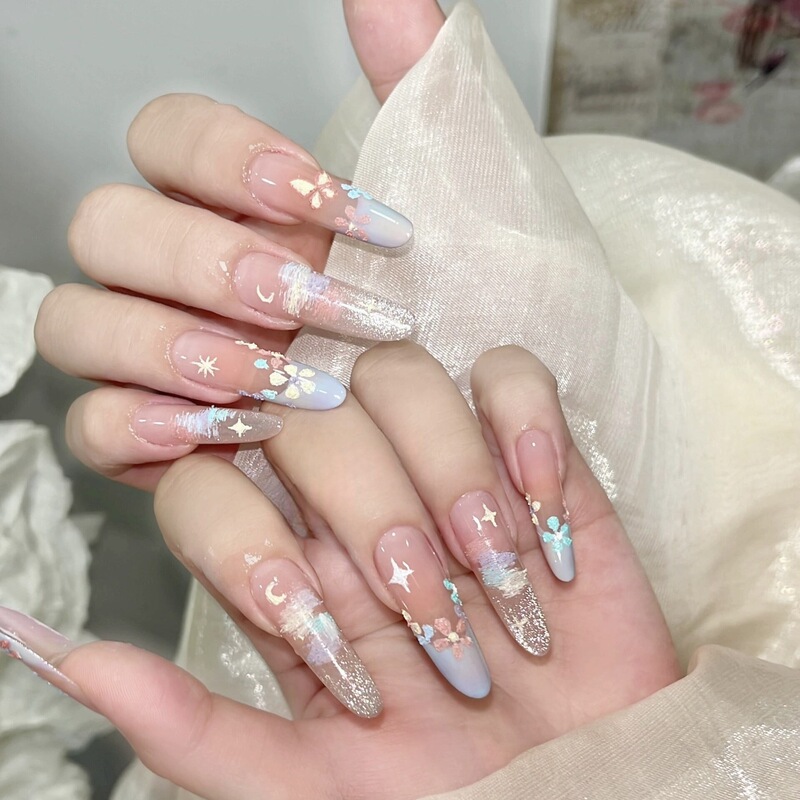 New Spring Oil Painting Cat Eye Handmade Manicure Monet's Garden Pure Desire Whitening Gentle Long Manicure Patch