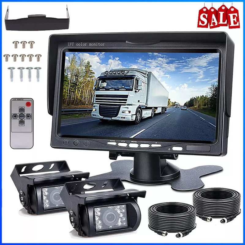 7-inch HD car monitor harvester two-way monitoring truck two-way video input reversing image