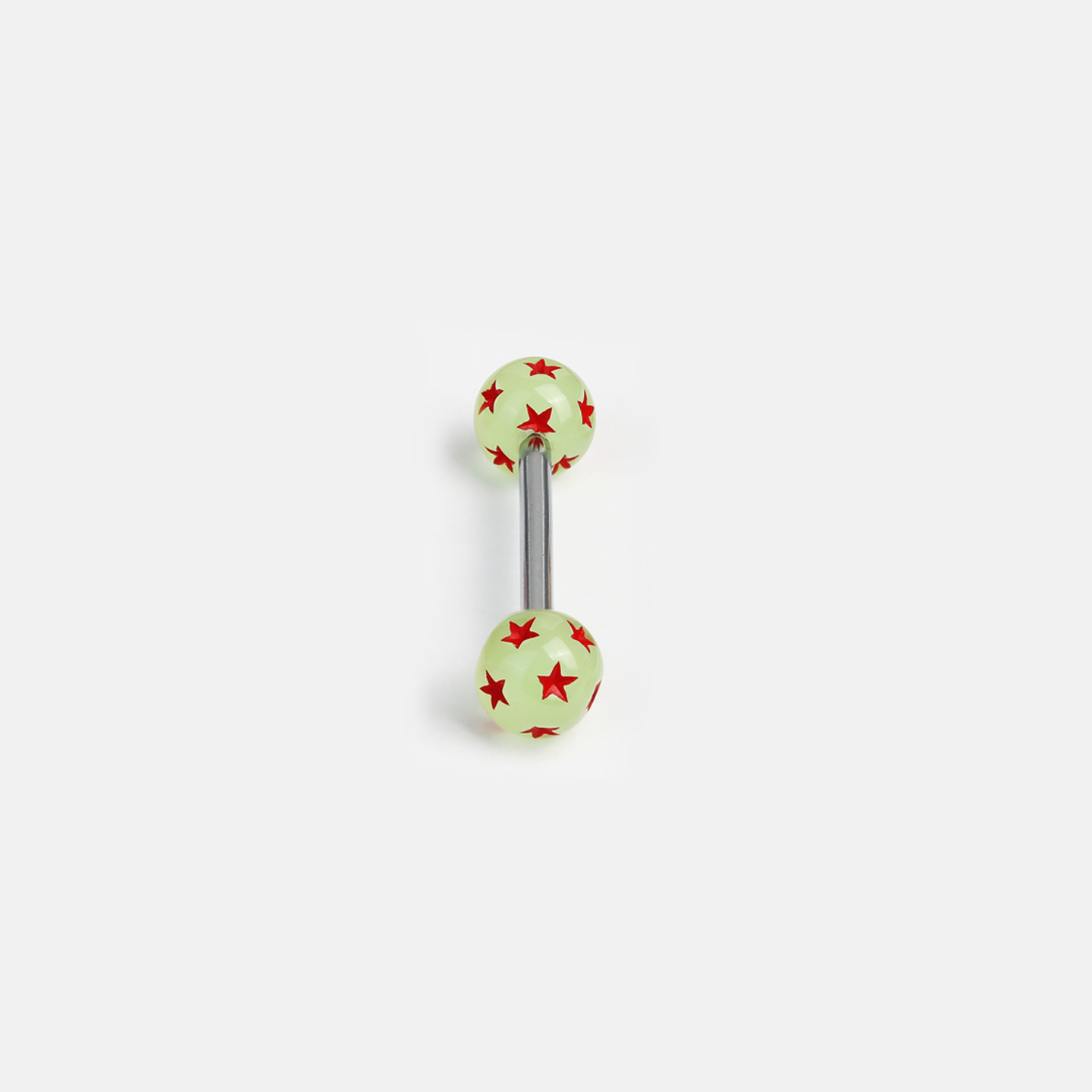 Double-Headed Glow Five-Pointed Star Tongue Barbell, 6 Colors, Titanium Steel External Thread Tongue Piercing Jewelry detail image 10