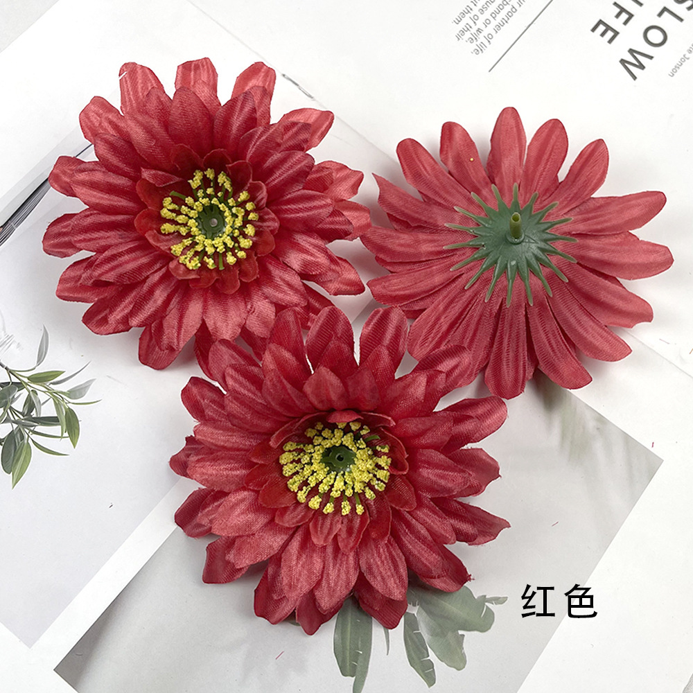 Flores de gerbera brillante DIY pinzas de flores cabeza de flores de fabricación de ropa minoritaria material de decoración de pared