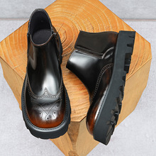 新款时尚全皮男靴，骑士靴复古鞋子手工制作，欧版风格