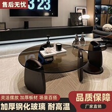 工厂直销轻奢圆形钢化玻璃茶几客厅办公室小户型简约创意沙发边几