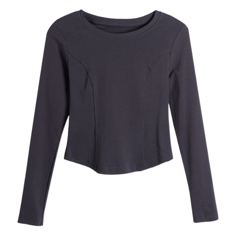 2026 Autumn/Winter New Slim Fit Women's Base Shirt with Stylish Design, Thickened Long Sleeve T-Shirt, Women's German Velvet Short Top