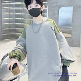 童装男童春秋款长袖恤衫2025新款儿童秋季卫衣中大童洋气秋装潮