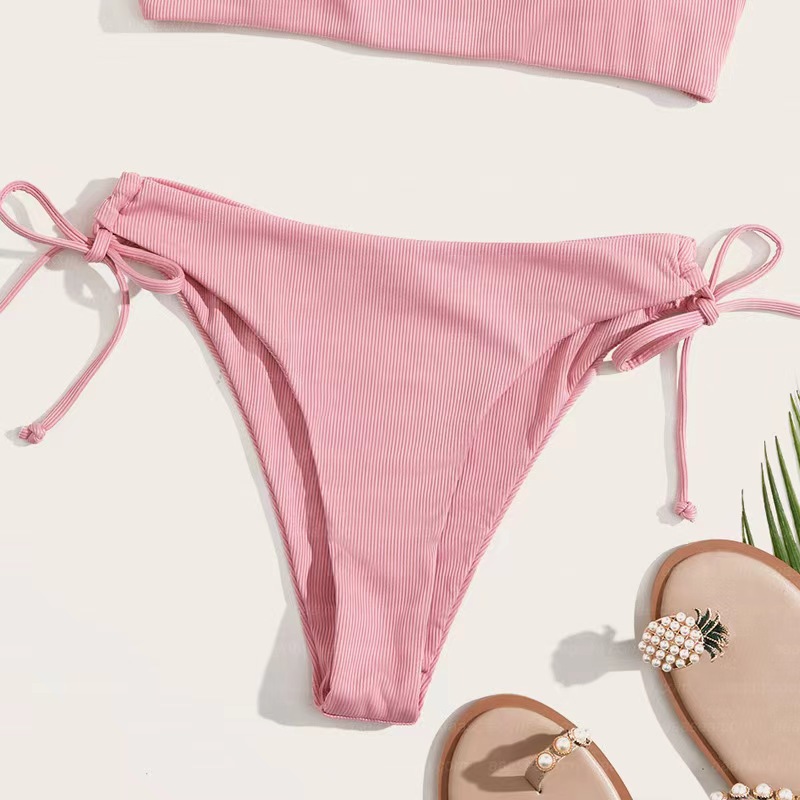 L, M, S Size Women's Solid Color 2 Pieces Set Bikinis Swimwear