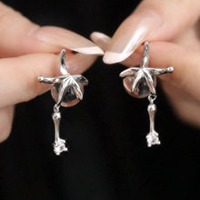 S925银五角星抱白水晶流苏耳饰耳环