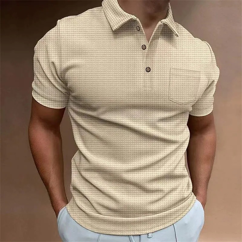 Polo uomo texture waffle estate maniche corte maglietta_voghion.com