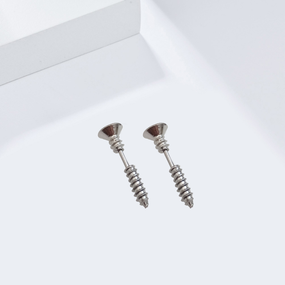 Titanium Steel Material 1 Piece Streetwear Nail Plating Titanium Steel Screw Backs Ear Studs