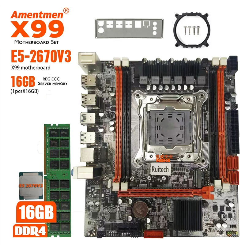 Новая материнская плата X99D4M, процессор 2670v3, 1, 16G ECC DDR4 память, студия игр, набор