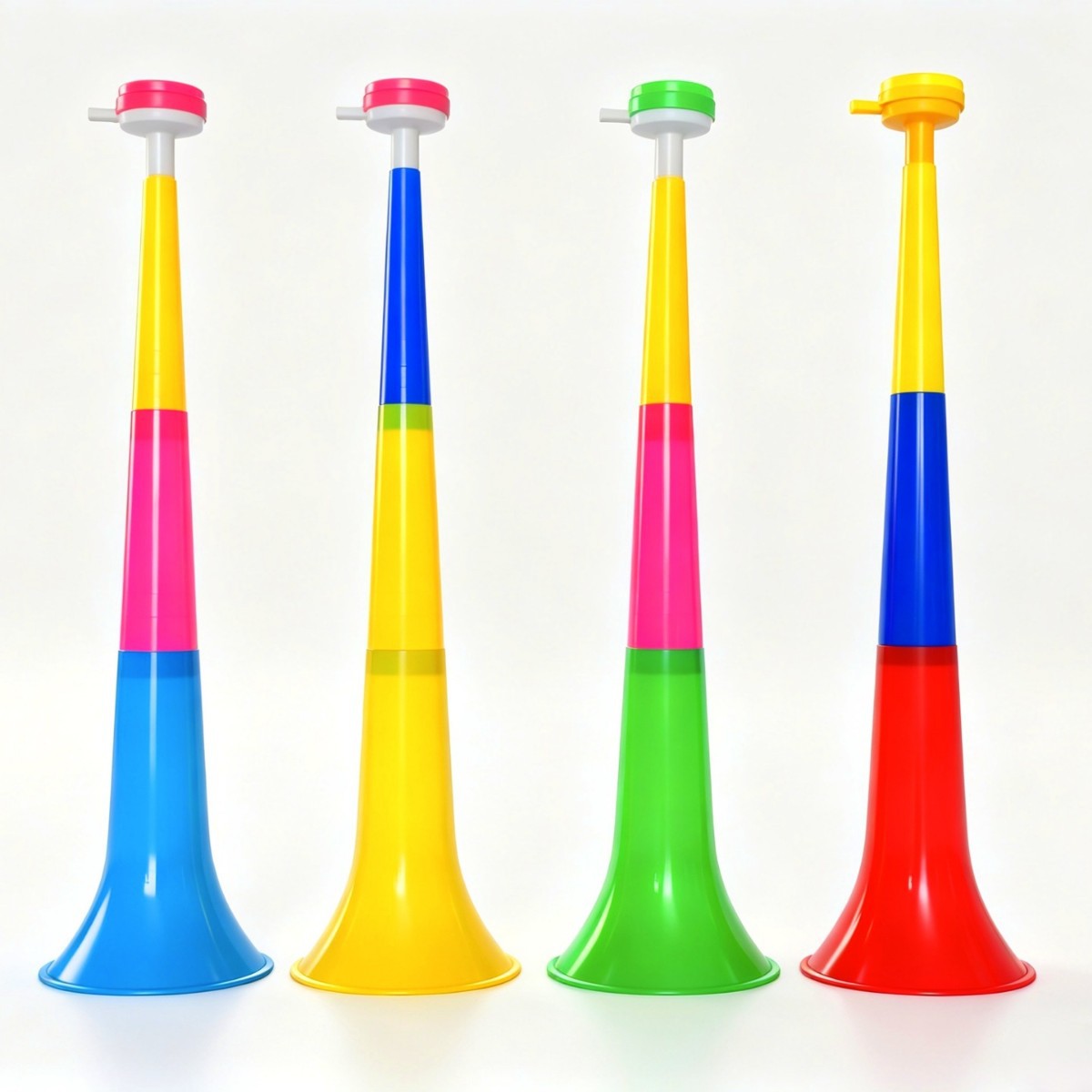 Tres secciones de plástico retráctil soplando gran trompeta juegos de fanáticos gritan juguetes para animar a los fabricantes de fiestas del templo al por mayor