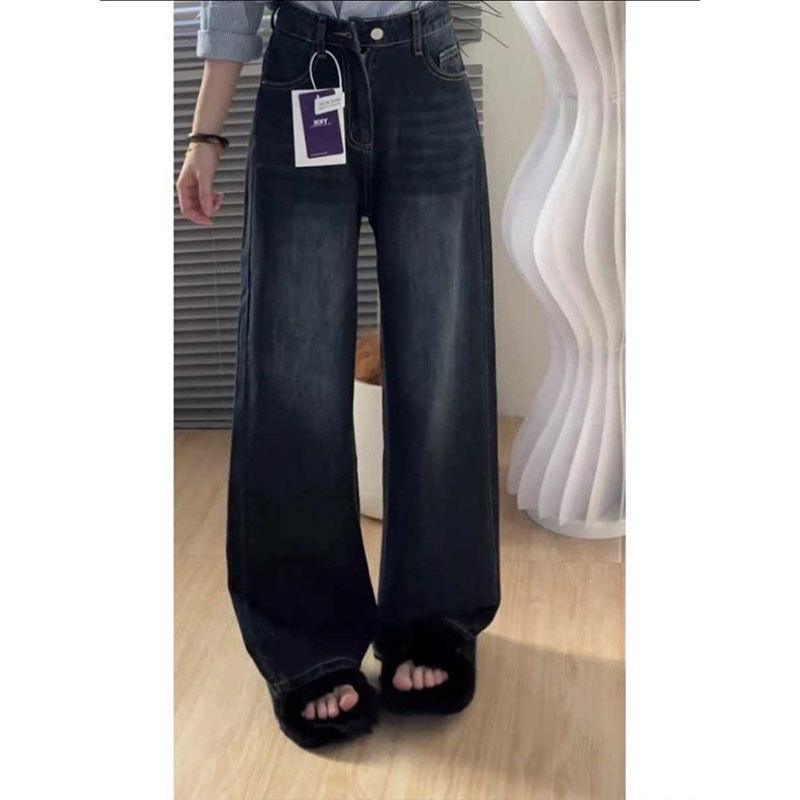 小个子夏季大码设计感梨形身材蓝灰色微喇牛仔裤女高腰显瘦喇叭裤|undefined