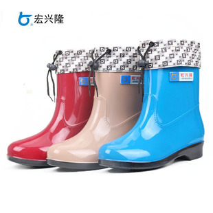 Spot supply Hongxinglong rain shoes women's short tube low fashion water shoes labor protection waterproof low tube rain boots wholesale