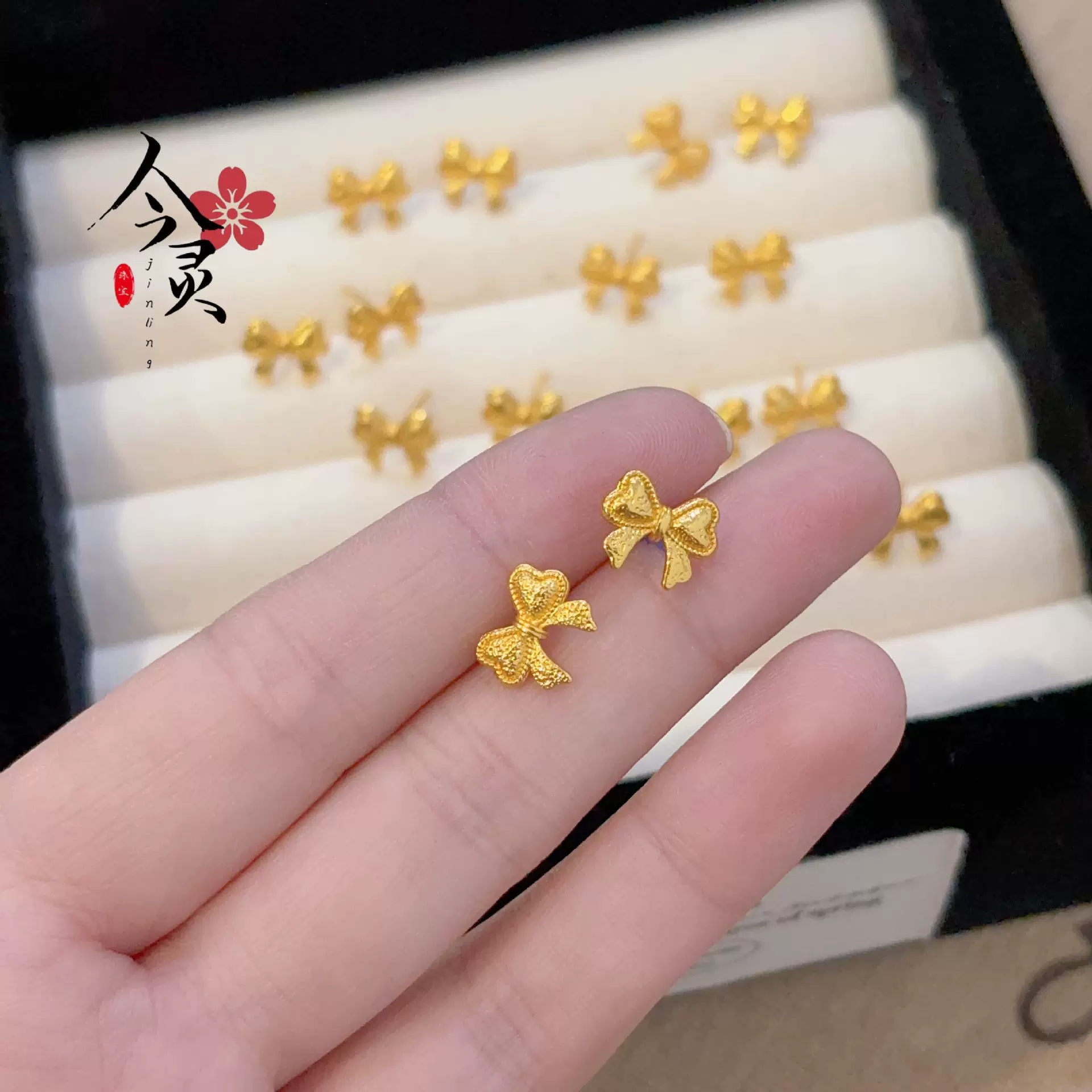 金店同款蝴蝶结耳钉可爱少女心在逃公主蝴蝶时尚耳饰女铜镀金饰品