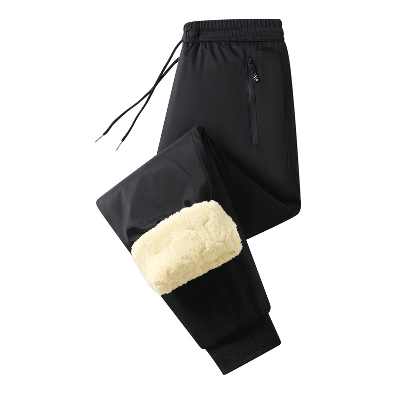 Pantalones de algodón para hombres otoño y invierno gruesos pantalones cálidos ociosos de invierno para papá ropa exterior de cordero a prueba de frío tamaño grande