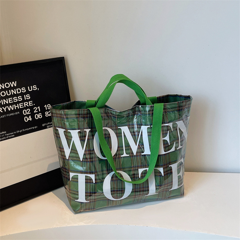 クロスボーダー起爆杜邦紙アルファベットトートバッグ2025新作透明シンプル大容量ハンドバッグレトロ女性カバン
