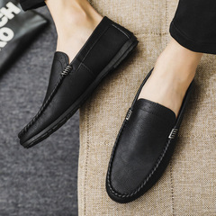 Breathable spirit young man casual fashion male business soft leather men's shoes leather surface simple style loafers with beans fashionable