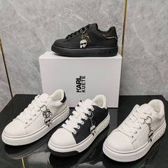 新しい kARL ロートップシューズメンズカールラファイエットカジュアルレザーメンズシューズ厚底高さ増加レースアップスニーカー