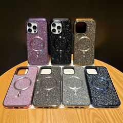 贅沢フラッシュドリルはiPhone16Pro maxアップル15携帯電話ケースの高級感磁気吸引13/14メッキを適用している