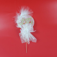 Internet celebrity cake decoration angel feather plug-in natural ostrich feather pearl dress party mesh flag
