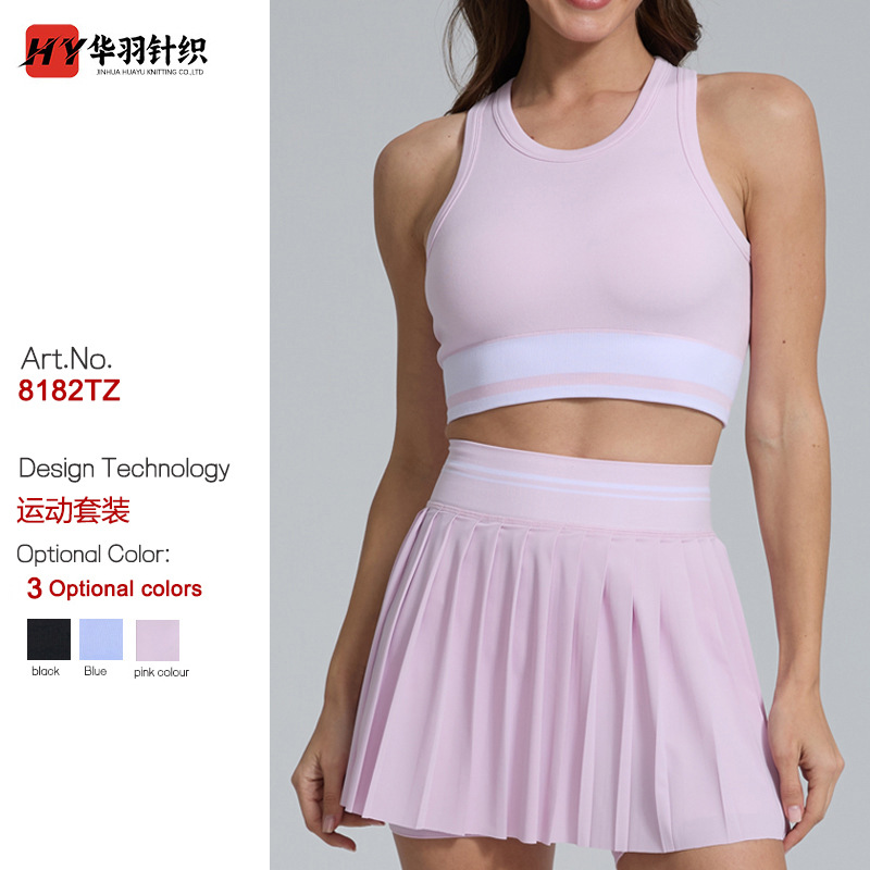 Cross-Border Breathable Golf Skirt, Tennis Skirt, Versatile Yoga Skirt, Two-Piece Suit, Women's Slimming Fitness Sports Suit