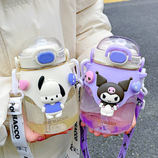 Cyber Celebrous Straw Water Cup Large Capacity Sanrio Cute Girls High-value Plastic Cup Convenient Crossover Children's Kettle