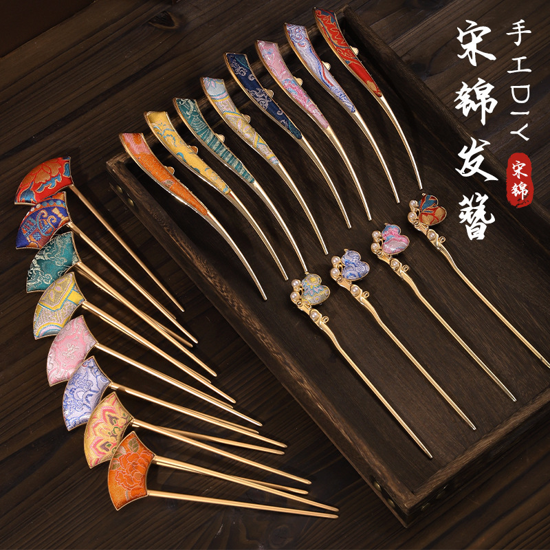 中秋非遗手工宋锦diy葫芦发簪材料包新中式福禄发饰品生日小礼物|undefined