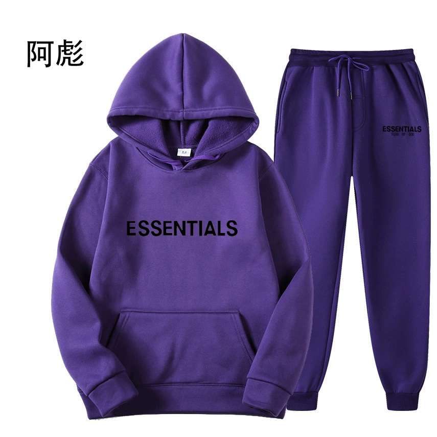 Свитшот-комплект (Fear of God ESSENTIALS) унисекс с двойной линией и бархатной худи & джоггеры, размеры S–XXXL