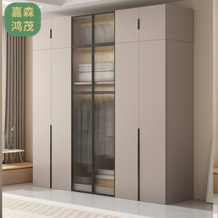 Solid Wood Wardrobe Home Bedroom Opposition Wardrobe Small Apartment Light Luxury Combination Locker Simple Modern Storage Cabinet