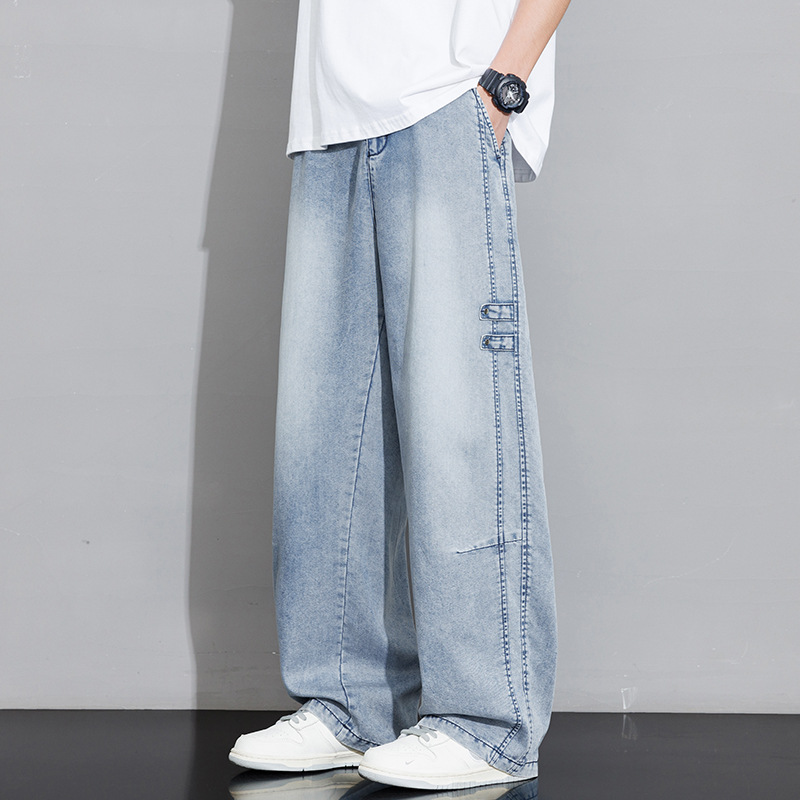 Men's Loose Fit Wide Leg Jeans Lyocell Tencel Lightweight Breathable American Retro Washed New Style 2026_mkmklike.com