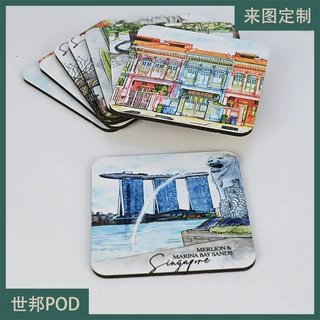 高品质热升华MDF密度板杯垫DIY来图定制一件起订跨境电商专用