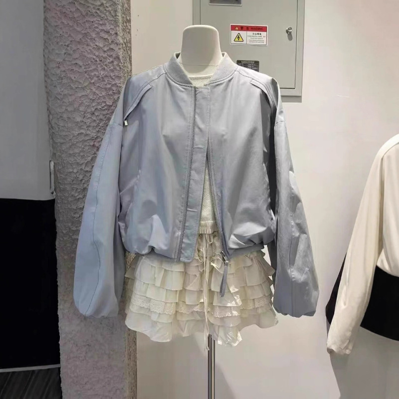 韩系拉链短款棒球服外套女2025秋款新款宽松休闲小个子夹克上衣潮|undefined