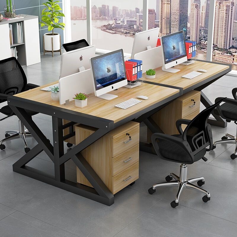 Office Desk and Chair Set, Simple Modern Office Furniture for 4-6 People, Computer Desk with Partition, Staff Workstation