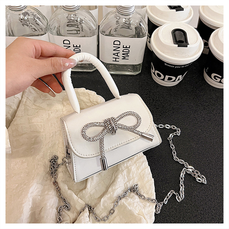 Ins niche French textured bag female 2024 new bow small square bag stylish shoulder messenger bag_voghion.com