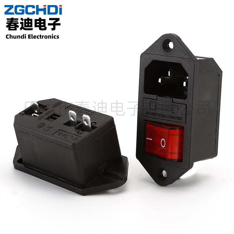 供应AC-304C电源插座连体式三合一带保险插座AC-14-F16C电源插座