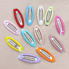 1.8*5センチヘアクリップ半包布楕円シンプルカラー子供髪飾り材料DIYアクセサリーbbクリップ部品
