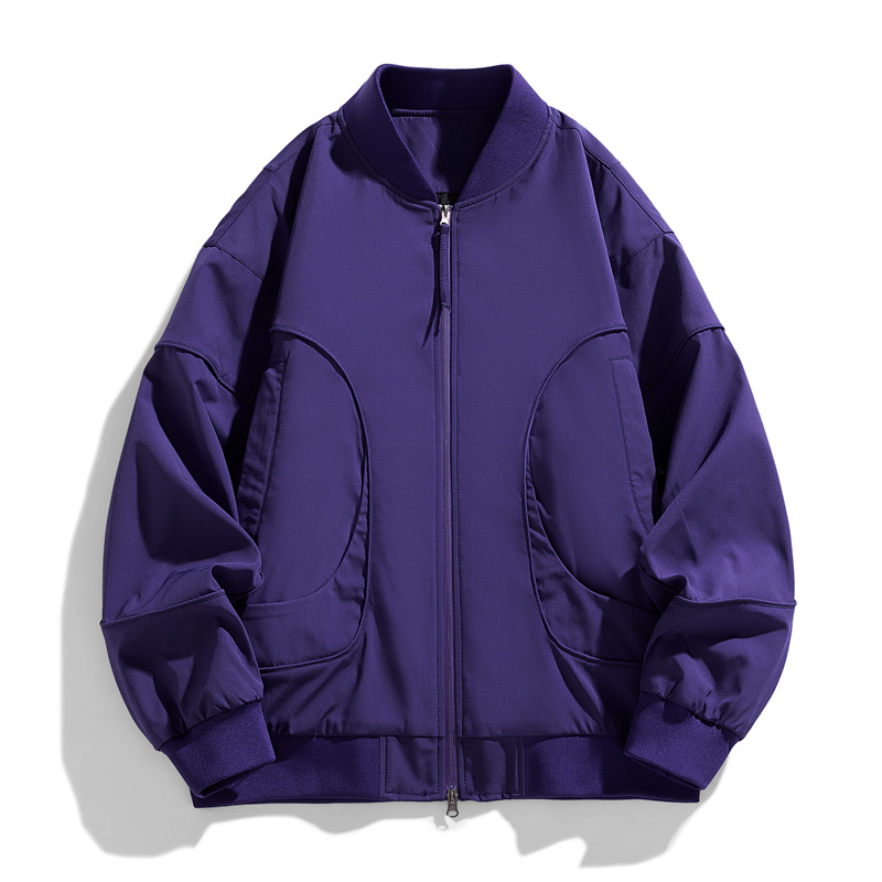 Vintage americano chaqueta de piloto de moda hombre chaqueta de béisbol suelta primavera y otoño gris chaqueta superior chaqueta