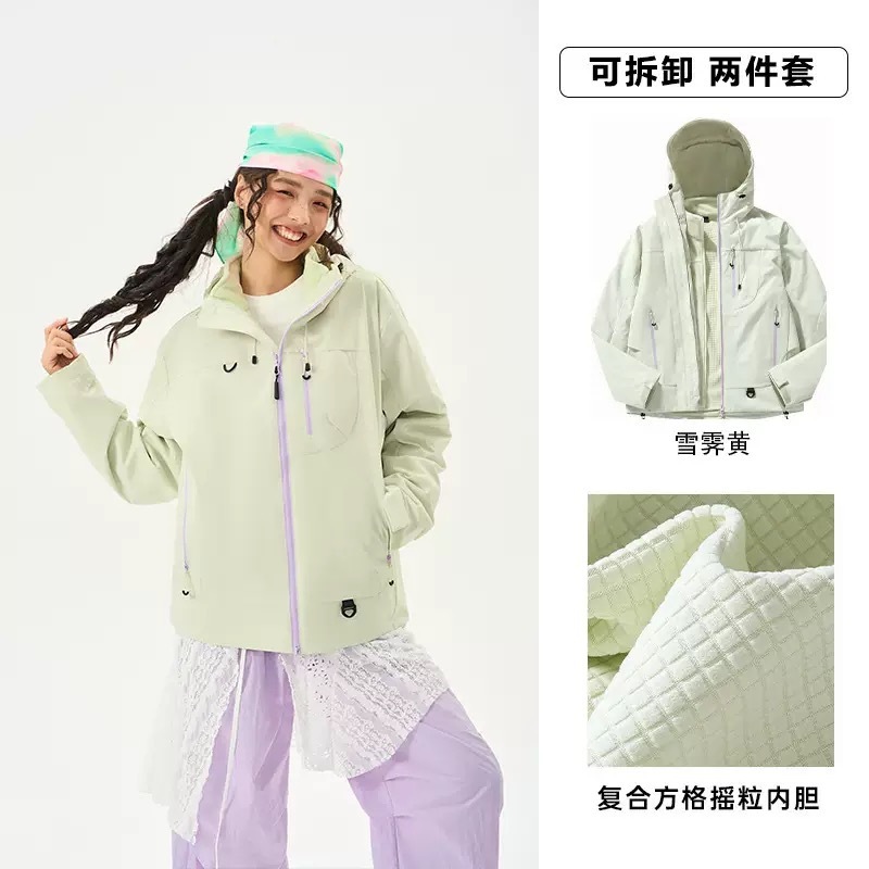 Kongshanyu アウトドアジャケット女性の秋と冬ハードシェル防風防水スリーインワンジャケットフード付き登山ジャケット男性 25|undefined