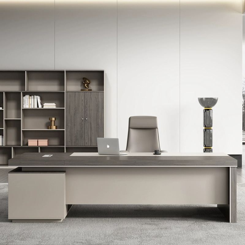 Foshan Boss Desk President Desk Simple Modern Light Luxury Fashion Office Desk Chair Set Office Furniture Big Desk