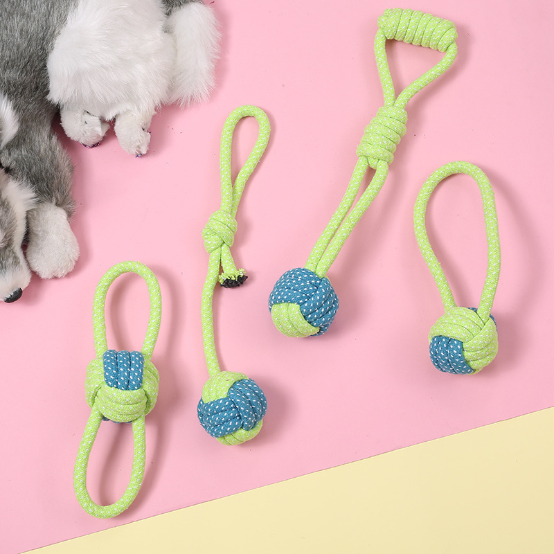 Juego de juguetes para perros y gatos, juguete de cuerda de algodón resistente a mordidas con nudo de bola, juguete para limpiar los dientes, suministros transfronterizos para mascotas, juguetes para perros