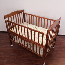 现货棕色实木婴儿床 多功能宝宝床新生儿拼接床双层儿童床可调节