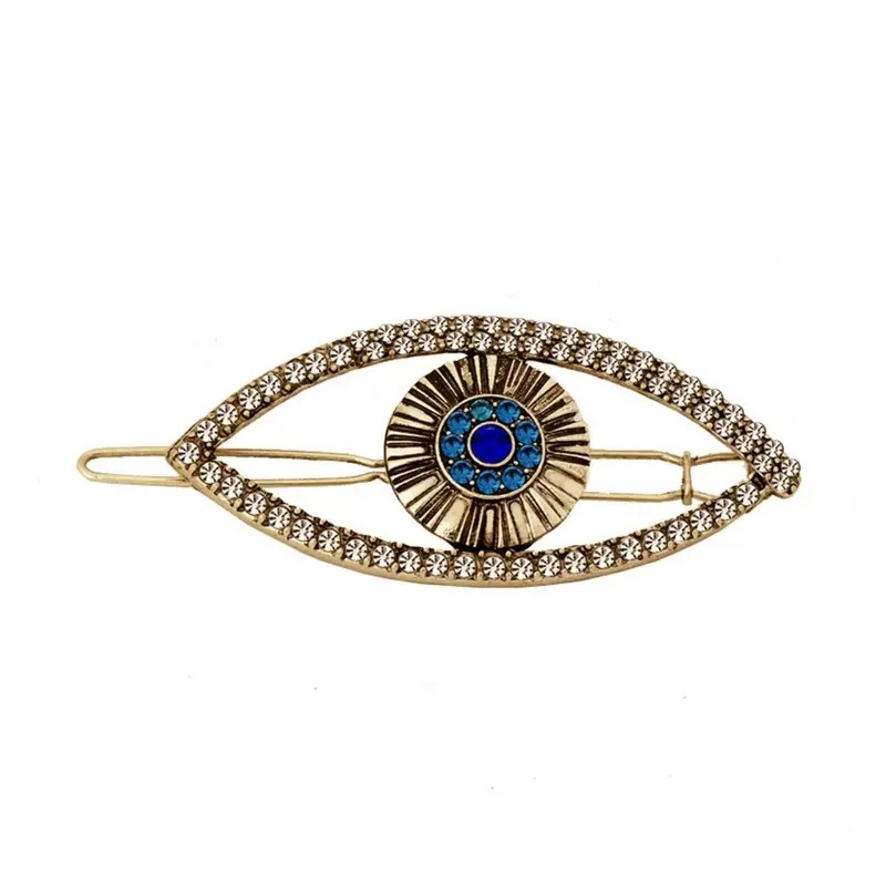 Retro Style Gold, Silver Color Retro Women's Devil's Eye Alloy Plating Inlay Rhinestones Hair Clip