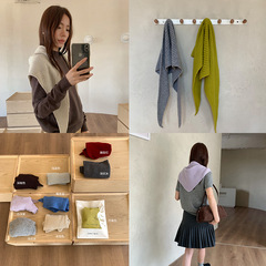 苏奈 全羊毛秋冬慵懒风披肩纯色通勤百搭保暖围巾三角巾fromanna