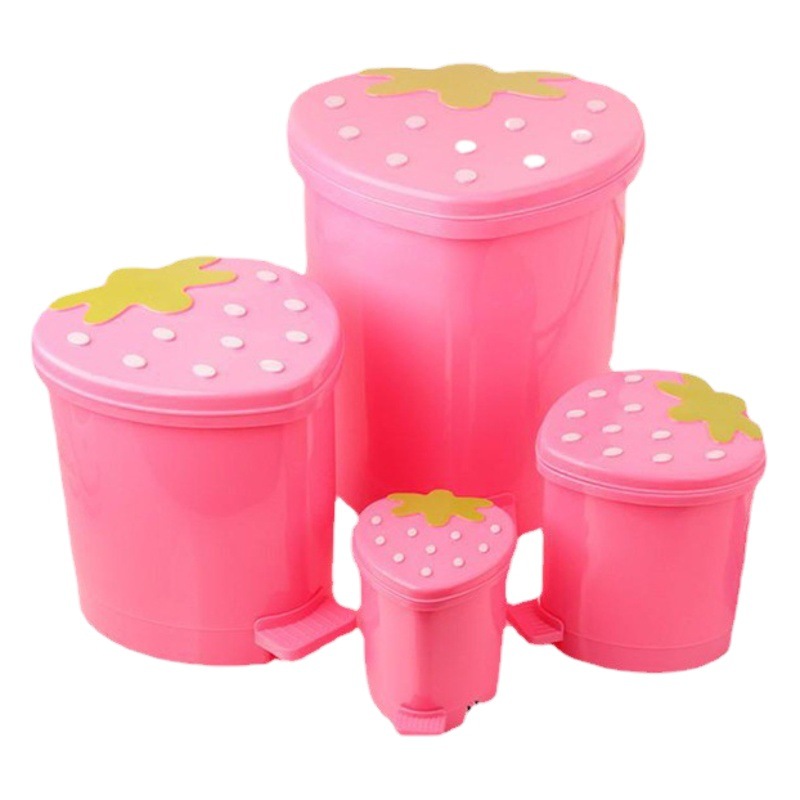 Creative Plastic Strawberry Trash Can Parrot Toy Boutique Cartoon Strawberry Foot Bucket Trash Can