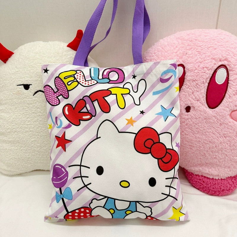 Сумка-шоппер (Hello Kitty), леноподобная, 55% хлопок 45% полиэстер, вместительная 40 см