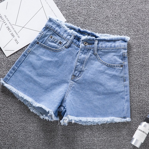  New Summer Women's Jeans Shorts with Frayed Wide Legs for Outwear Slimming High Waist Thin A-Shape Hot Pants Fashionable Ins 
