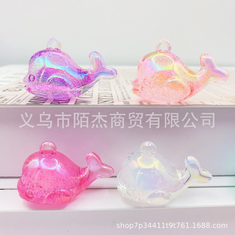 透明な泡小さなクジラカラフルなイルカメッキ ab カラーアクリル diy ペンダントキーホルダーバッグ装飾ブレスレットアクセサリー|undefined